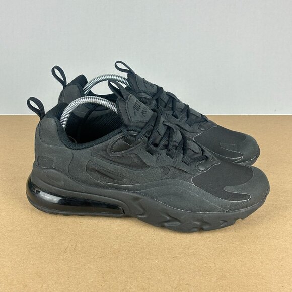 Nike Air Max 270 React Triple Black Athletic Shoes Youth 5Y Womens 6.5 Low Top - Picture 3 of 9